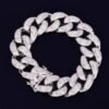 Bracelet Miami Cubaine Doré 22mm Zircon Baguette - 4