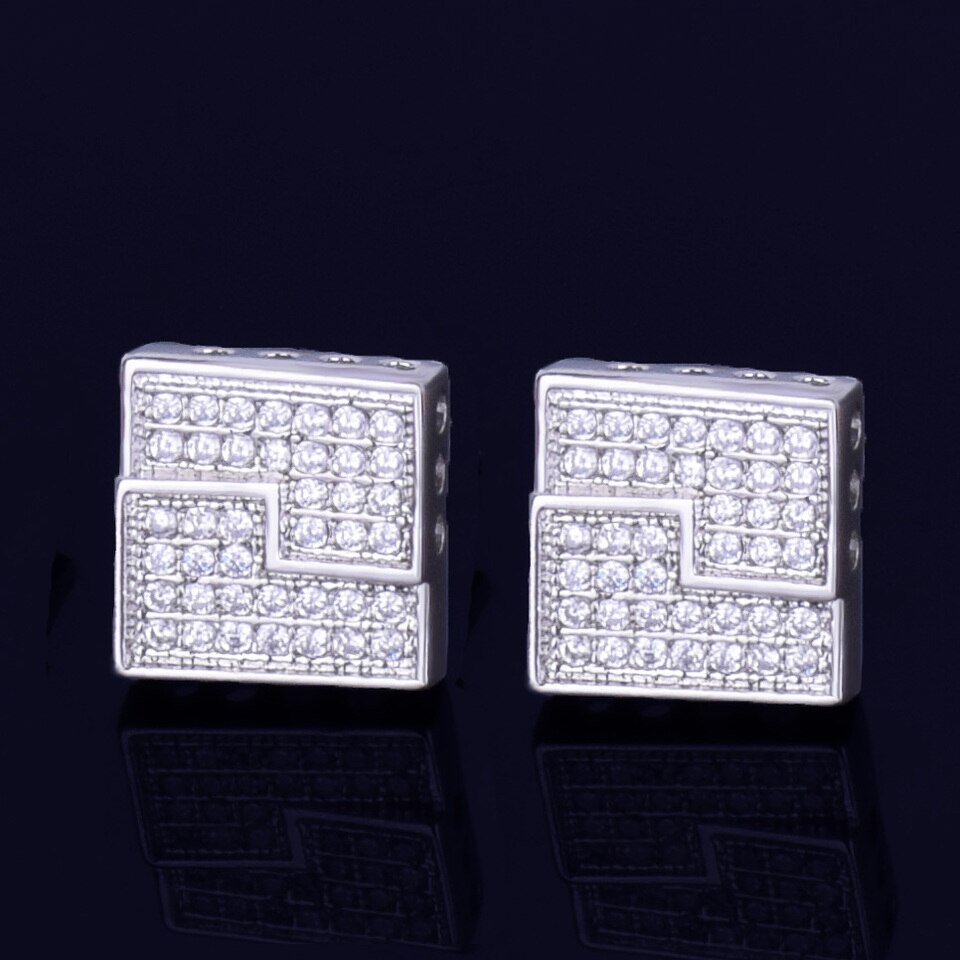 Gold Square Earrings - 6