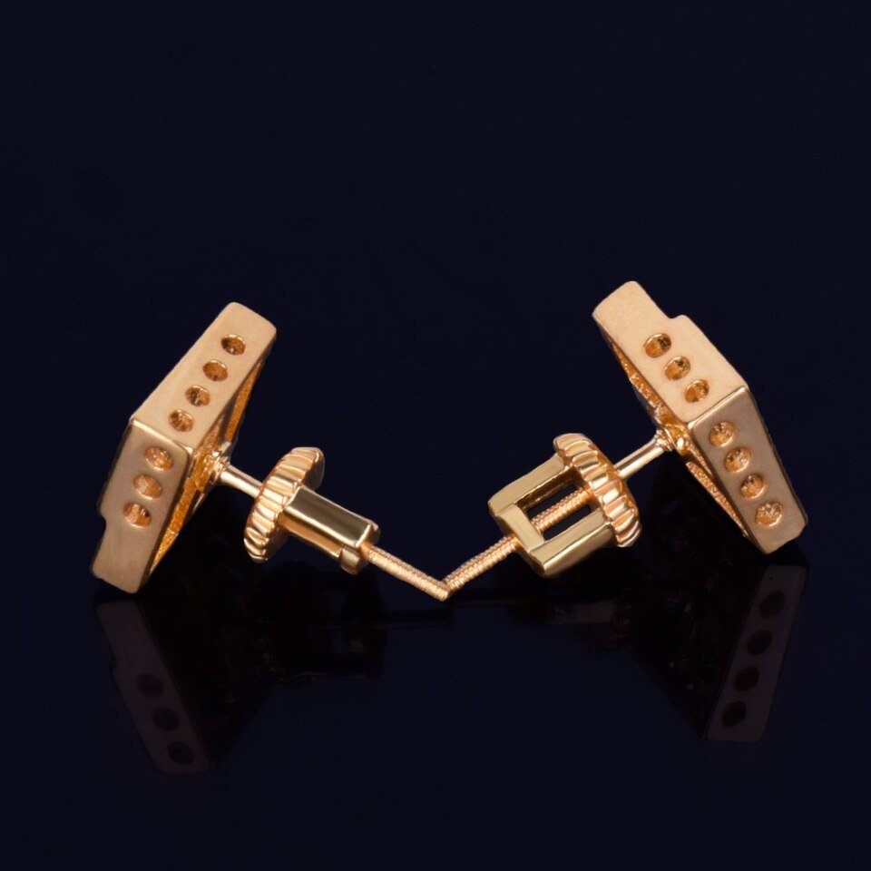 Gold Square Earrings - 3