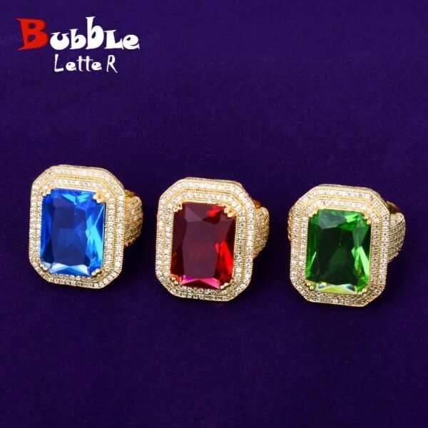 Bague Dorée avec Pierres Bleues - 1