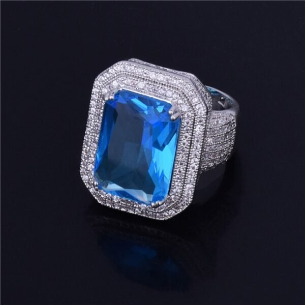 Bague Dorée avec Pierres Bleues - 8