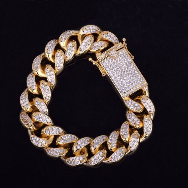 Bracelet Maille Cubaine Lettres Bombées Doré - 4