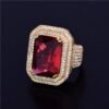 Bague Dorée avec Pierres Bleues - 7