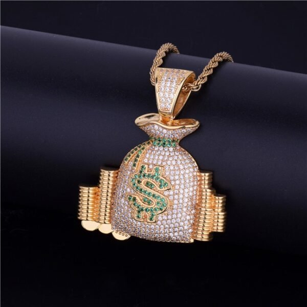 Collier Pendentif Sac d'Argent Doré - 2
