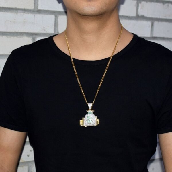 Collier Pendentif Sac d'Argent Doré - 5