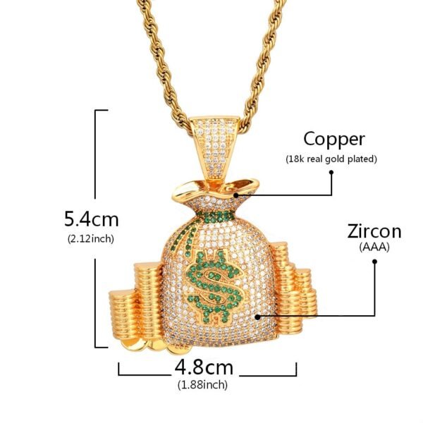 Collier Pendentif Sac d'Argent Doré - 4