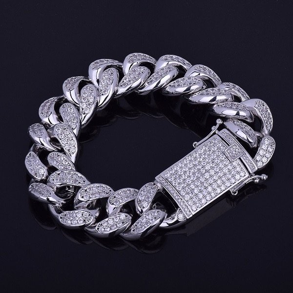 Bracelet Maille Cubaine Lettres Bombées Doré - 7