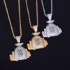Collier Pendentif Sac d'Argent Doré