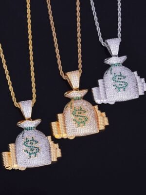 Gold Silver Bag Pendant Necklace