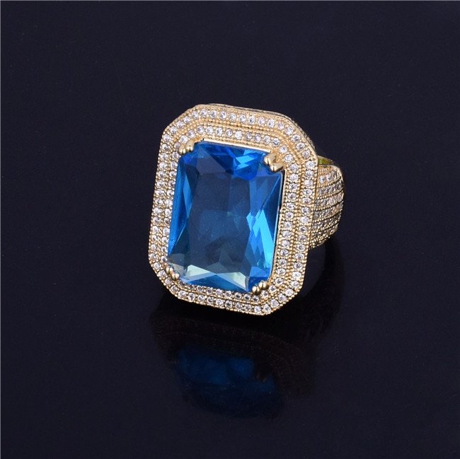 Gold Ring with Blue Stones - 10