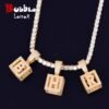 Pendentif Carré Lettre 3D Doré - 1