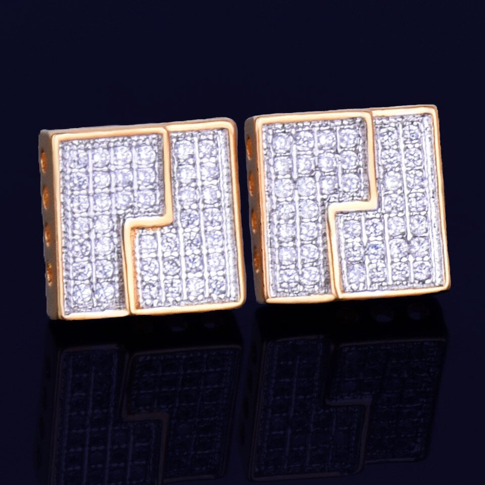 Gold Square Earrings - 1