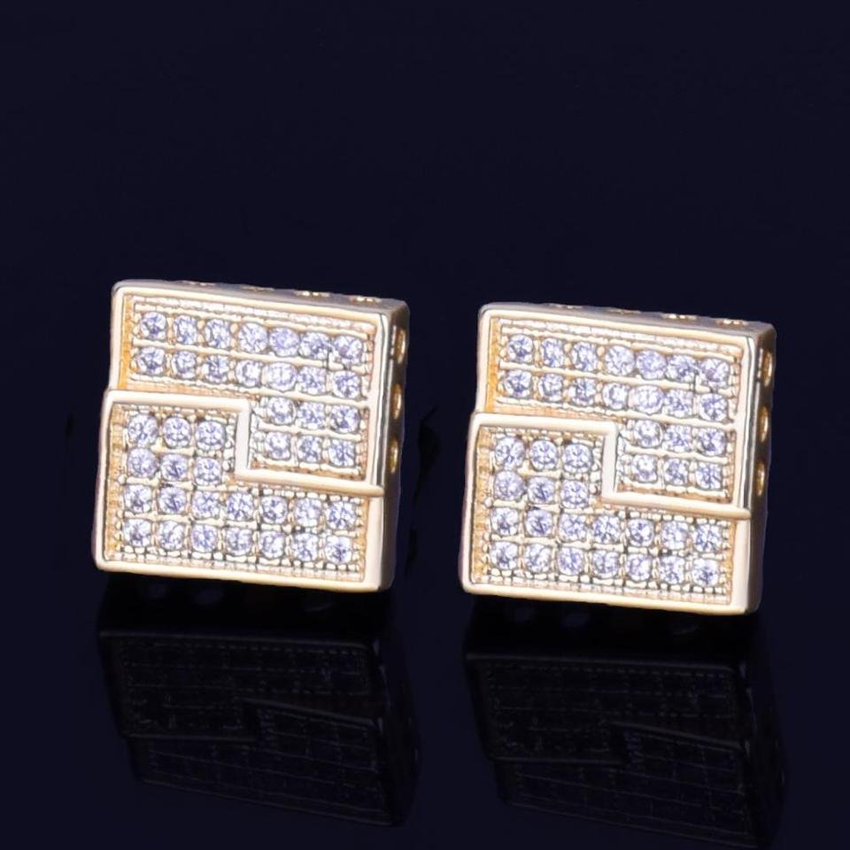 Gold Square Earrings - 8