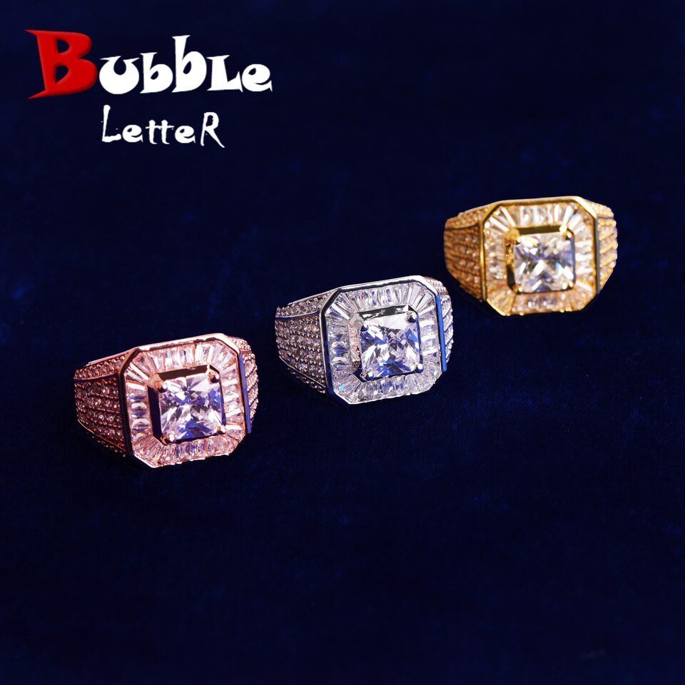 Bague Lettres Bombées Dorée - 1