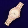 Round Watch with Large Dial and Rhinestones - 9