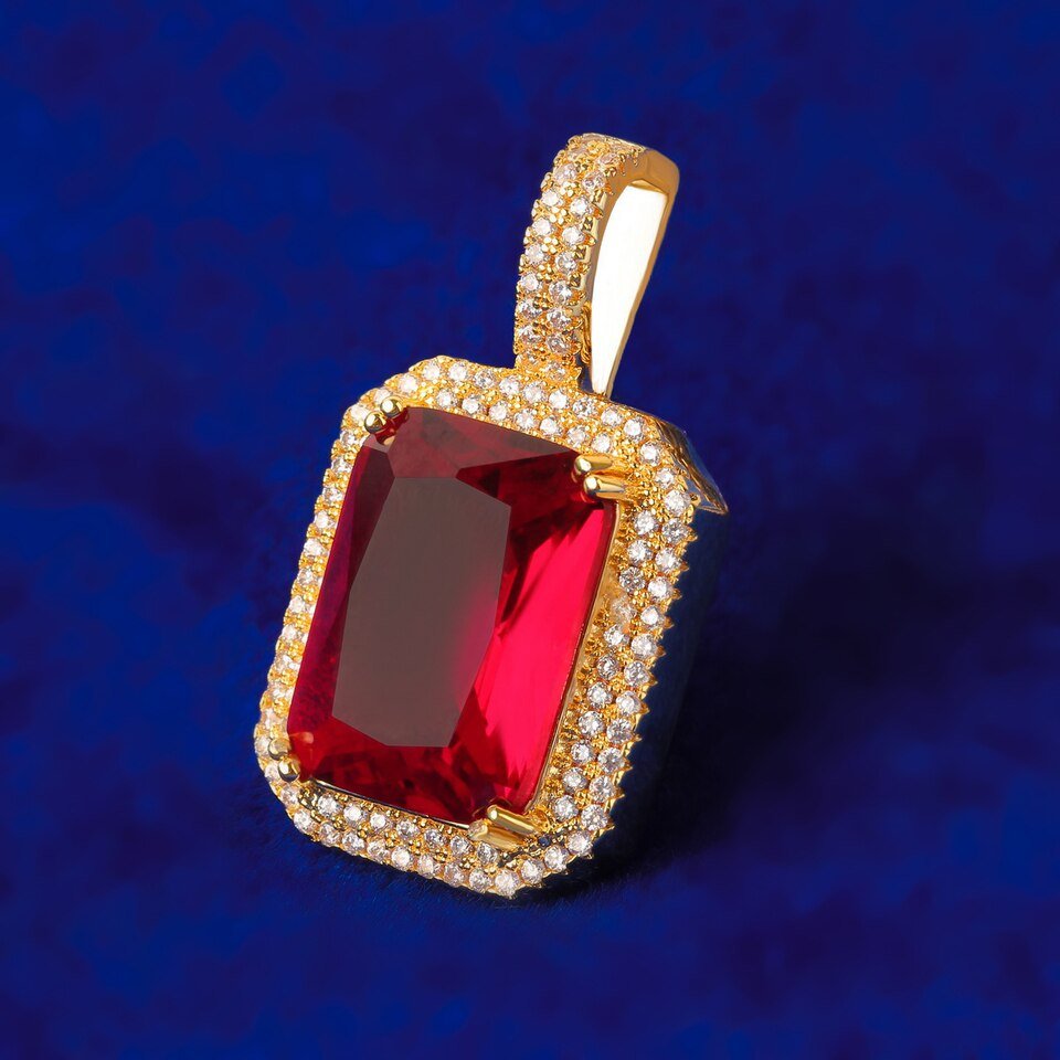 Red Gemstone Letter Pendant - 4