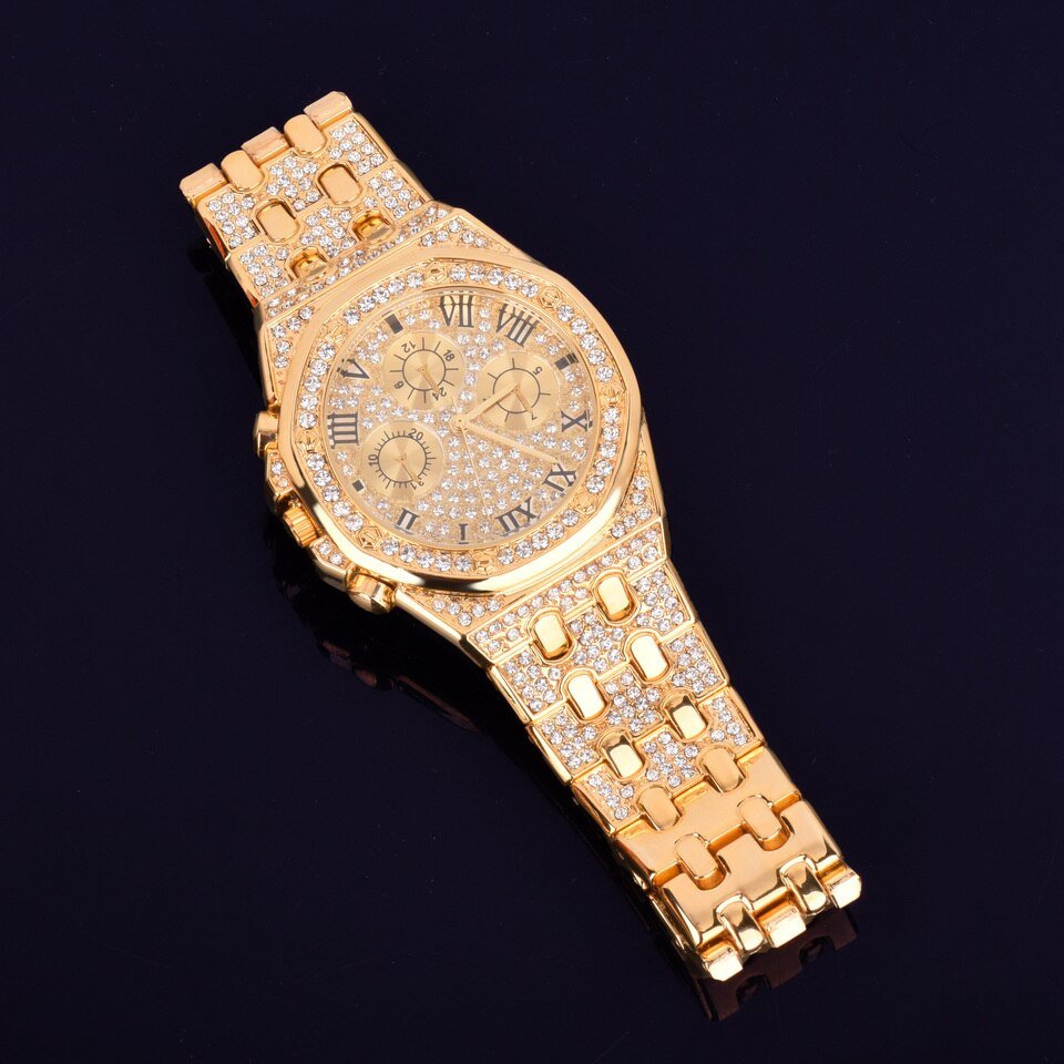 Gold Watch with Rhinestones - 3