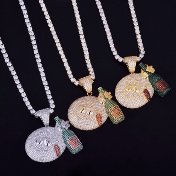 Pendentif Bouteille de Vin Doré - 5