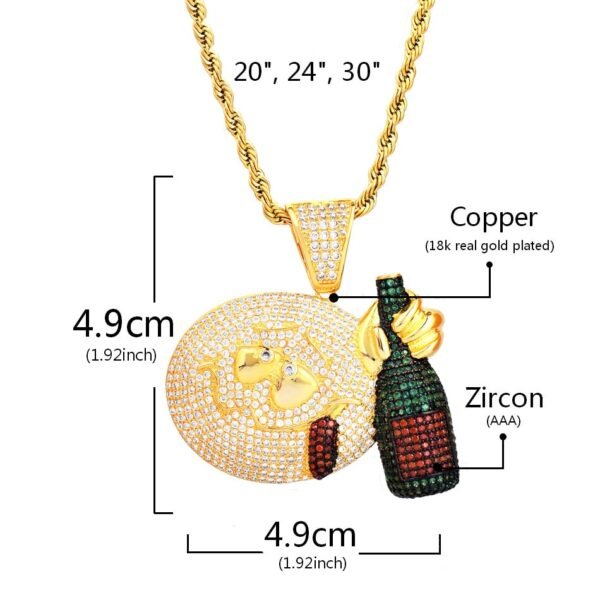 Pendentif Bouteille de Vin Doré - 4