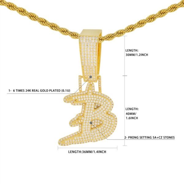 Pendentif lettre initiale pour hommes doré - 4