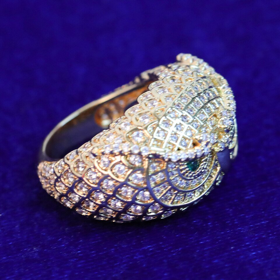 Gold Owl Ring with Gemstone - 6