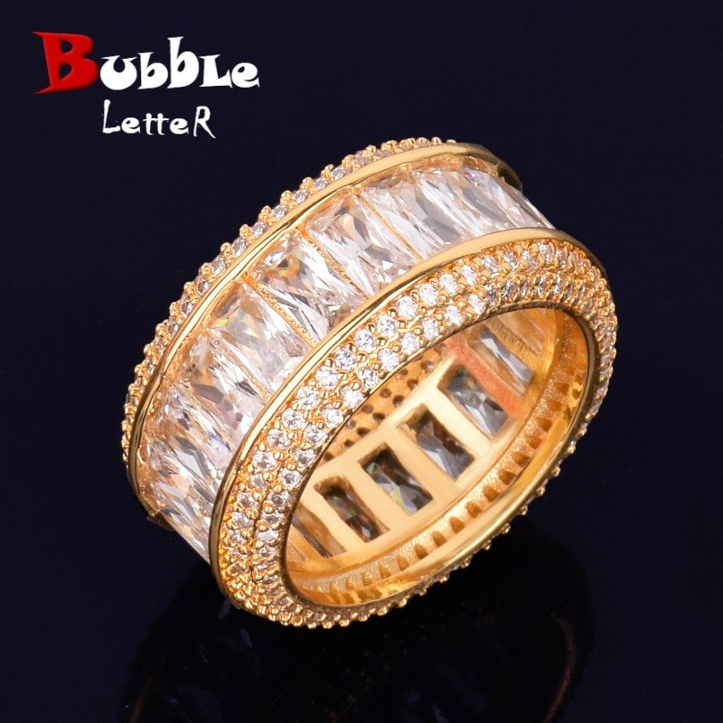 Bague dorée à lettres pour hommes - 1