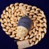 Pendentif Visage Doré avec Zircon Bleu - 5