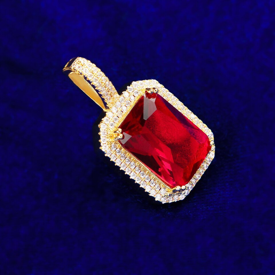 Red Gemstone Letter Pendant - 2