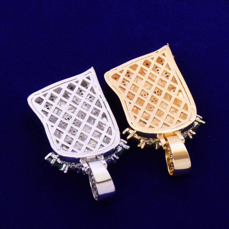 Green Zircon Jesus Head Pendant Necklace - 3