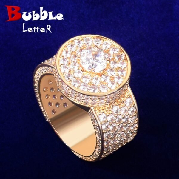 Bague de Mariage Lettre Bombée Dorée - 1