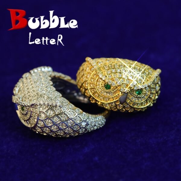 Bague Chouette Dorée Sertie - 1