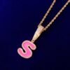 Blue and Pink Letter Pendant Necklace - 5
