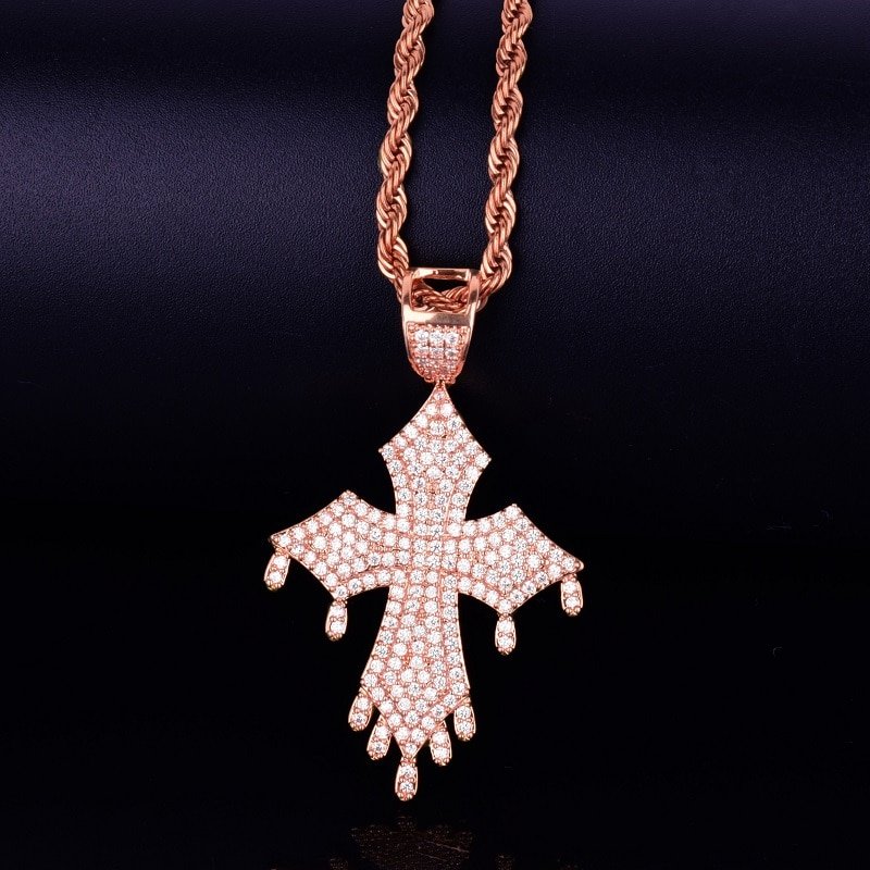 Collier Pendentif Croix Coulante