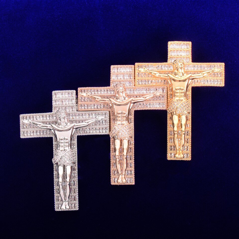 Gold Jesus Cross Necklace with Zircon - 5