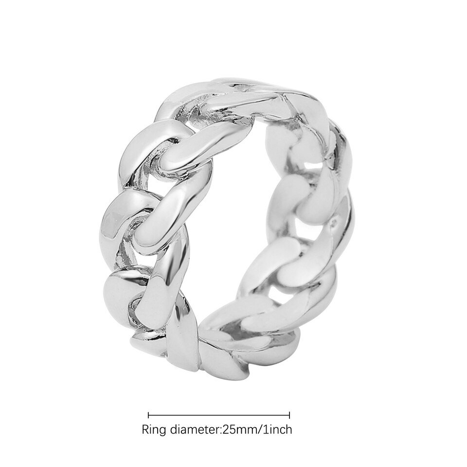 Bague maillon cubain pour hommes en doré brillant - 5