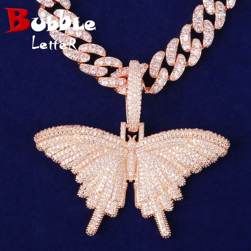 Pink Butterfly Pendant Necklace - 1