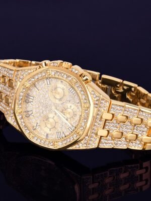 Gold Watch with Rhinestones
