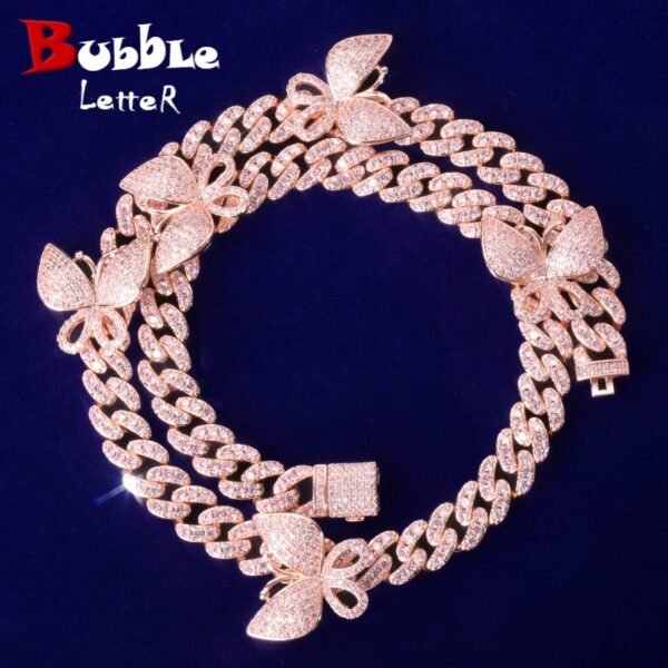 Collier Maillons Cubains Rose avec Lettres - 1