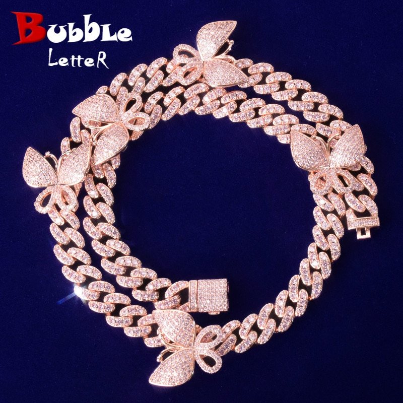 Rose Cuban Link Necklace with Letters - 1