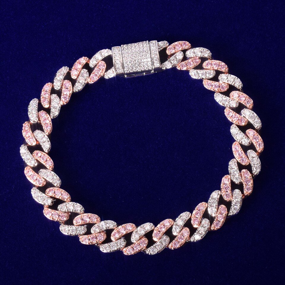 Bracelet Maillons Cubains Rose 10mm