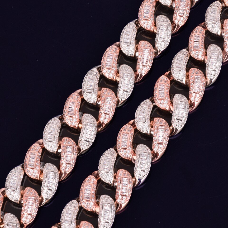 Cuban Link Chain Necklace with Baguette Letters - 2