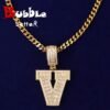 Gold Zircon Letter Pendant - 1