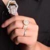Bague de Mariage Lettre Bombée Dorée - 4
