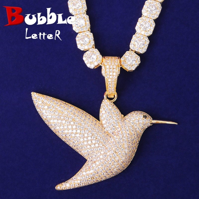 Pendentif pigeon doré femme - 1