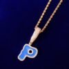Collier Pendentif Lettres Bulles en Huile Bleue - 3