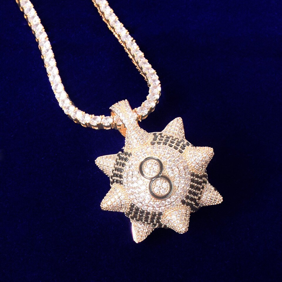 Spiked Ball Pendant with Cubic Zirconia - 2