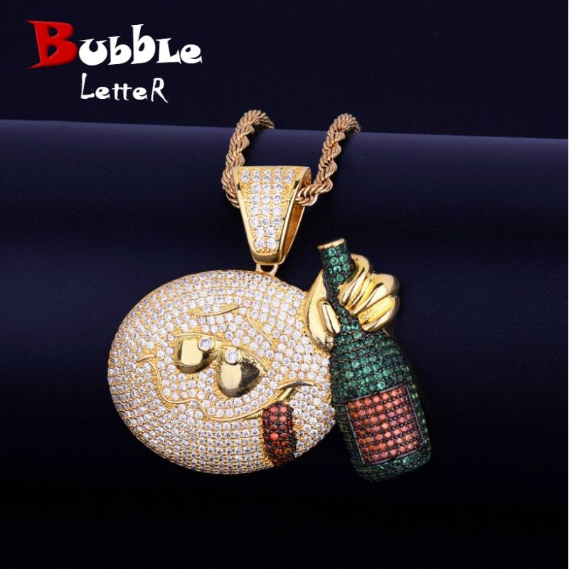 Gold Wine Bottle Pendant - 1