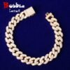 Bracelet cubain doré 10mm avec zircon - 1