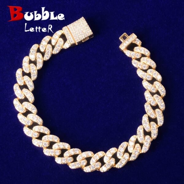 Bracelet cubain doré 10mm avec zircon - 1