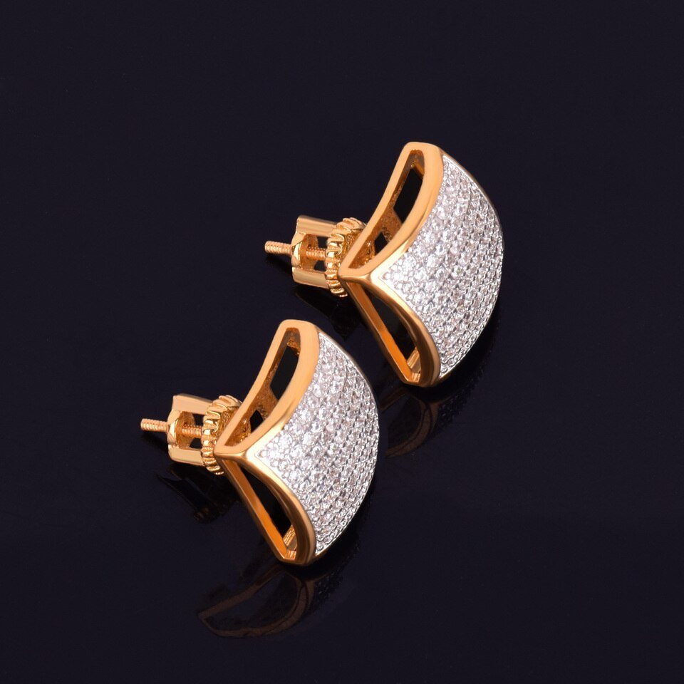 Gold Square Earrings - 8